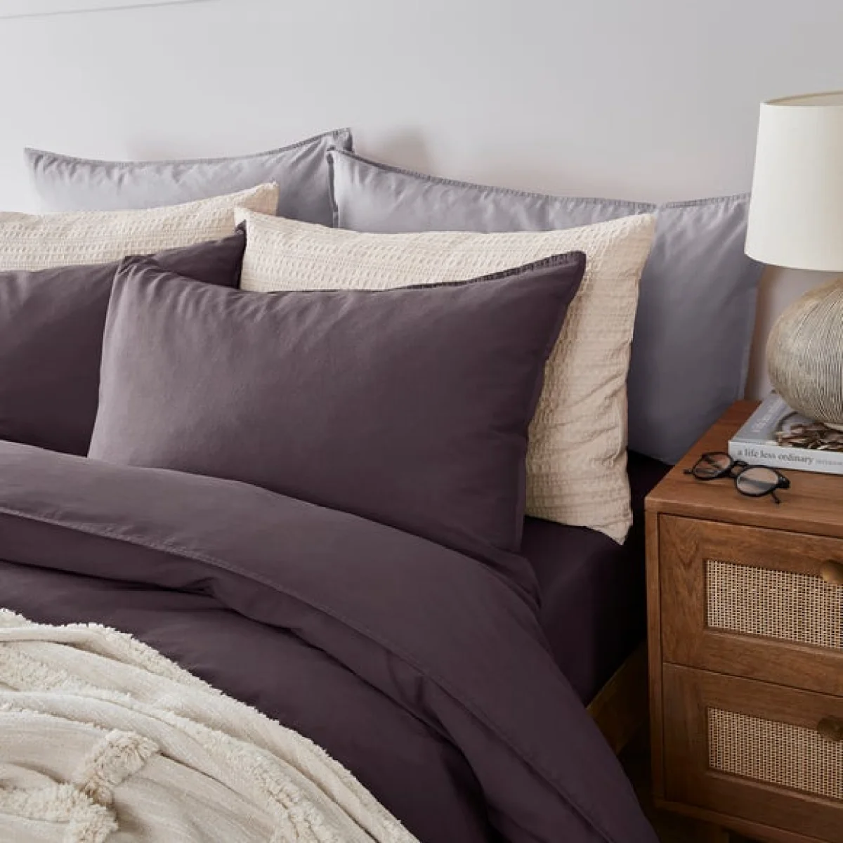 Soft Washed Recycled Cotton Standard Pillowcase Pair Thistle – image 1