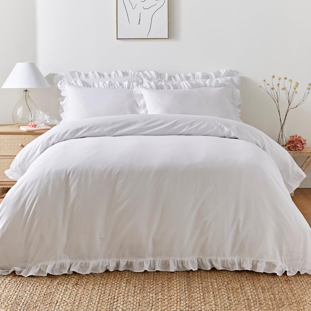 Camille Ruffle White Oxford Pillowcase White – image 2