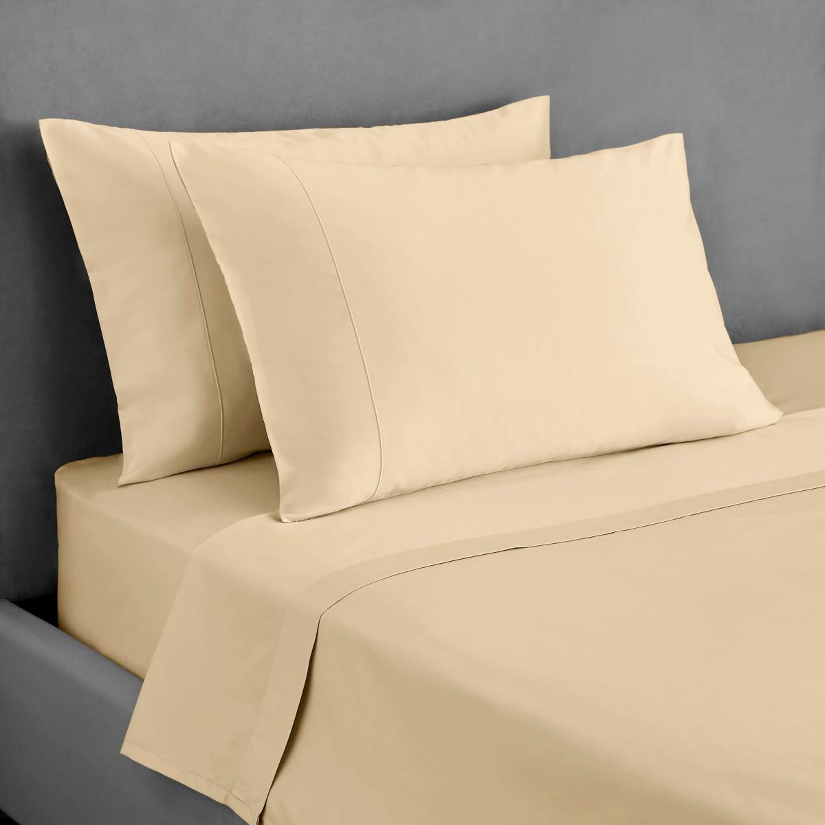 Dorma 300 Thread Count 100% Cotton Sateen Plain Cuffed Pillowcase Buttermilk – image 2