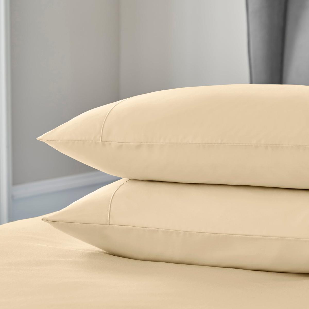 Dorma 300 Thread Count 100% Cotton Sateen Plain Cuffed Pillowcase Buttermilk – image 4
