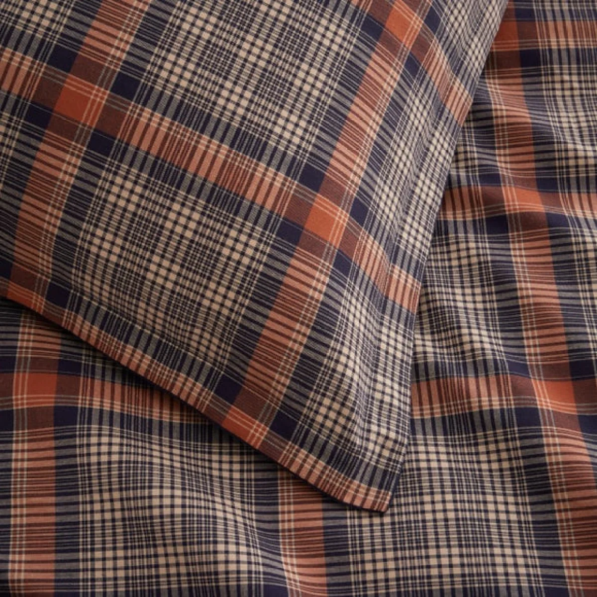 Calie Check Navy Oxford Pillowcase Navy (Blue) – image 3