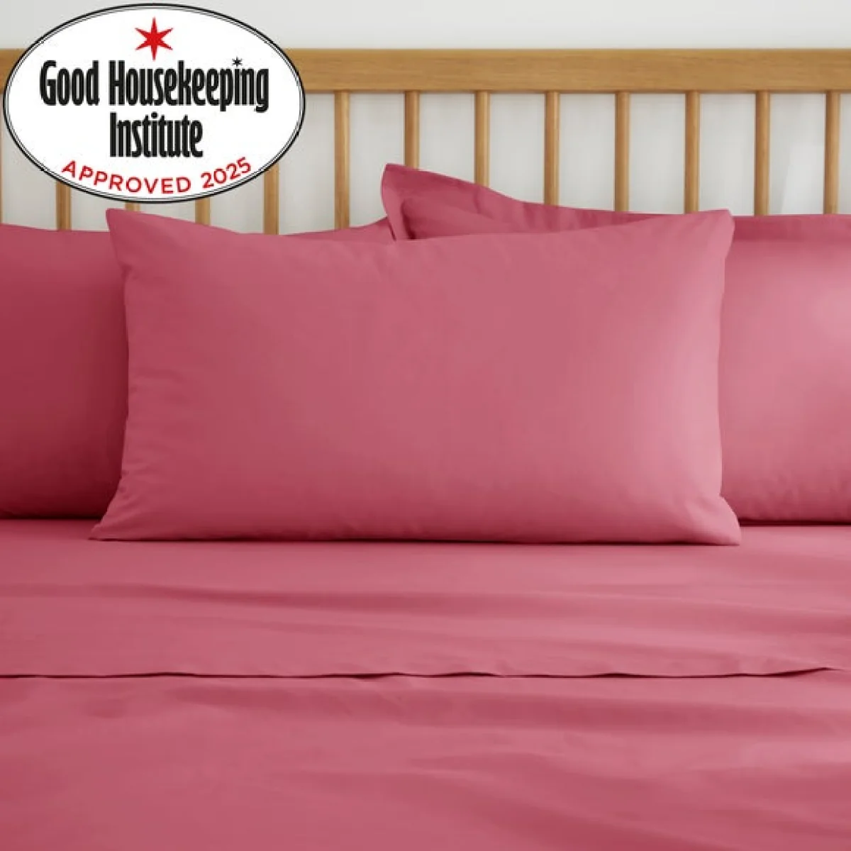Pure Cotton Plain Dye Kingsize Standard Pillowcase Rhubarb – image 2