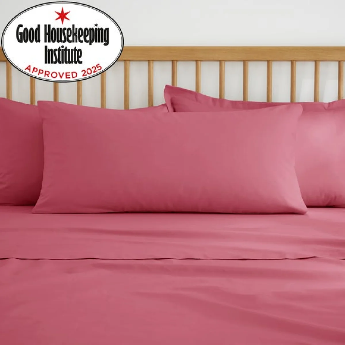 Pure Cotton Plain Dye Bolster Pillowcase Rhubarb – image 2