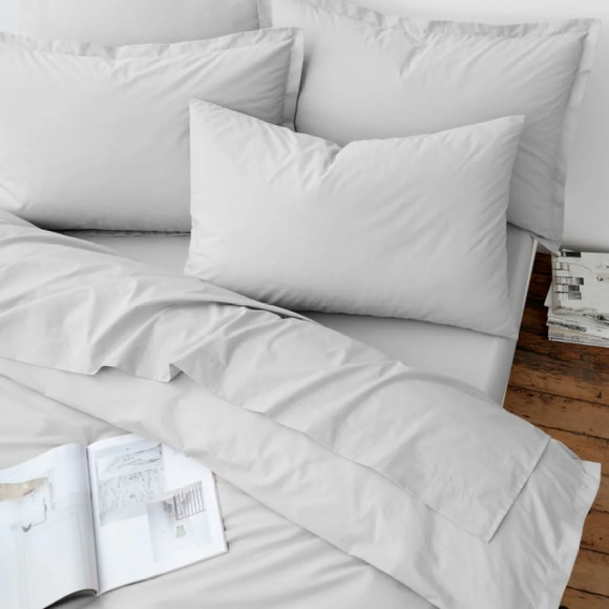 Organic Cotton Standard Pillowcase Pair Grey – image 3