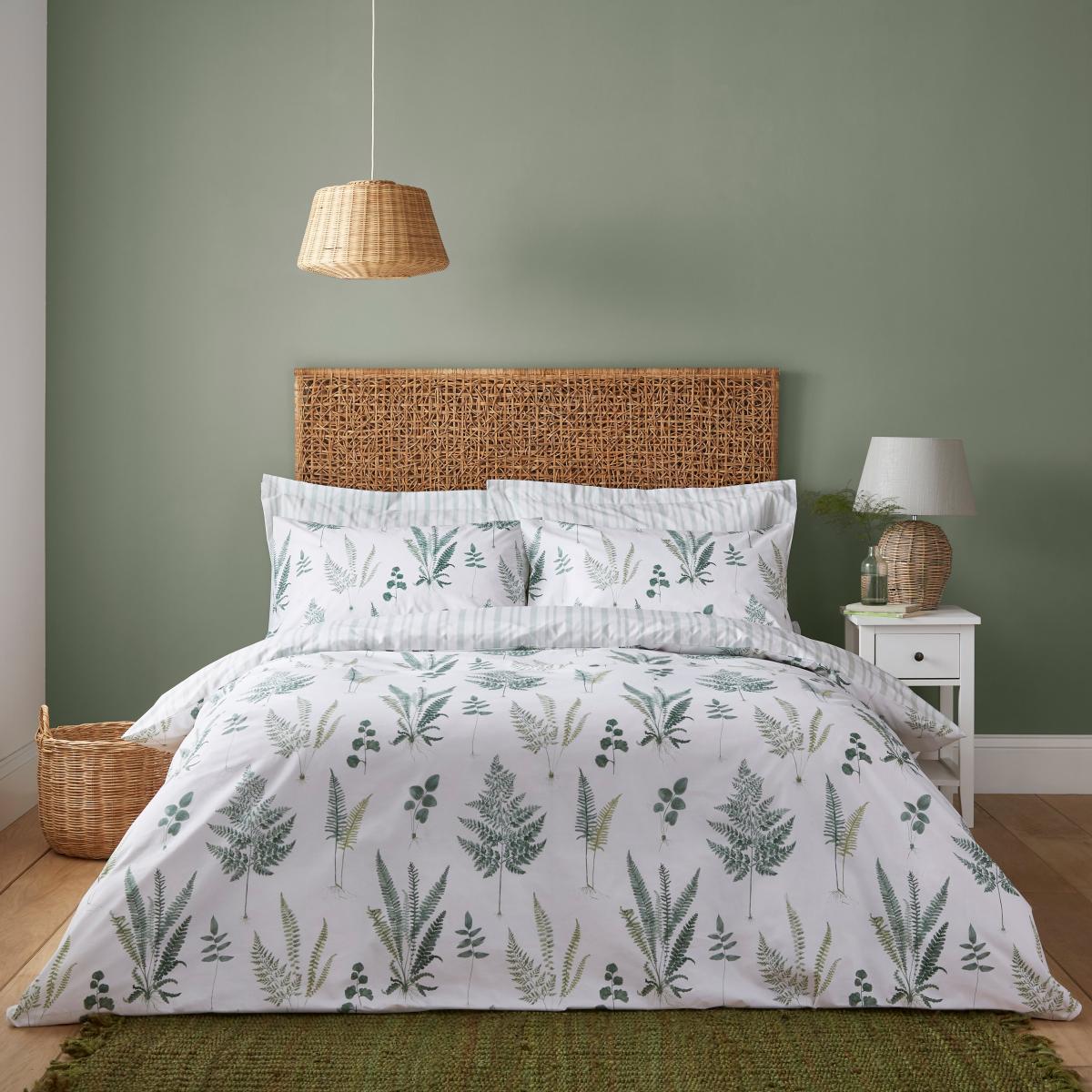 Fern Green 100% Cotton Oxford Pillowcase Green/White – image 2