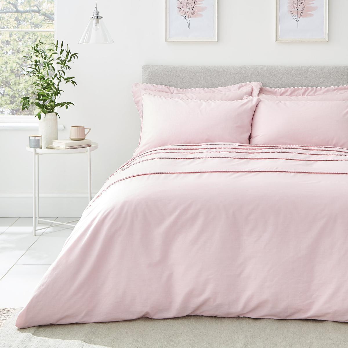 Edie Pink Pom Pom Oxford Pillowcase Blush – image 3
