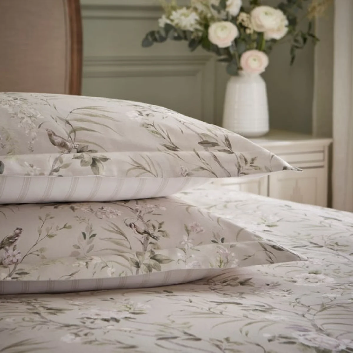 Dorma Birdsong 100% Cotton Sateen Oxford Pillowcase Pair – image 2