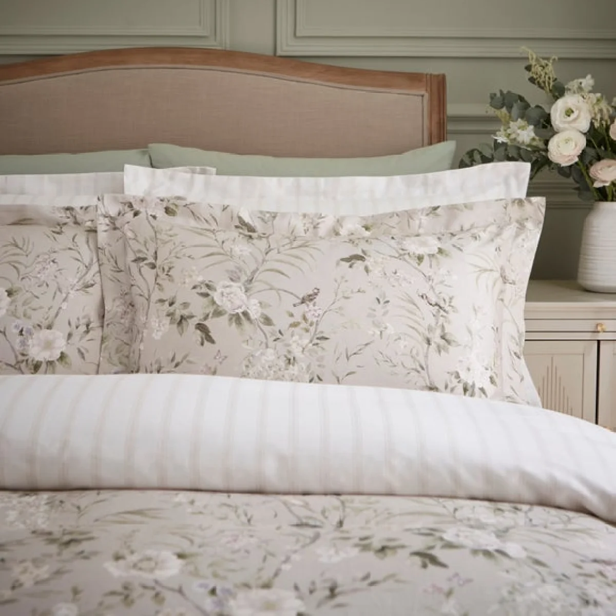 Dorma Birdsong 100% Cotton Sateen Oxford Pillowcase Pair – image 1