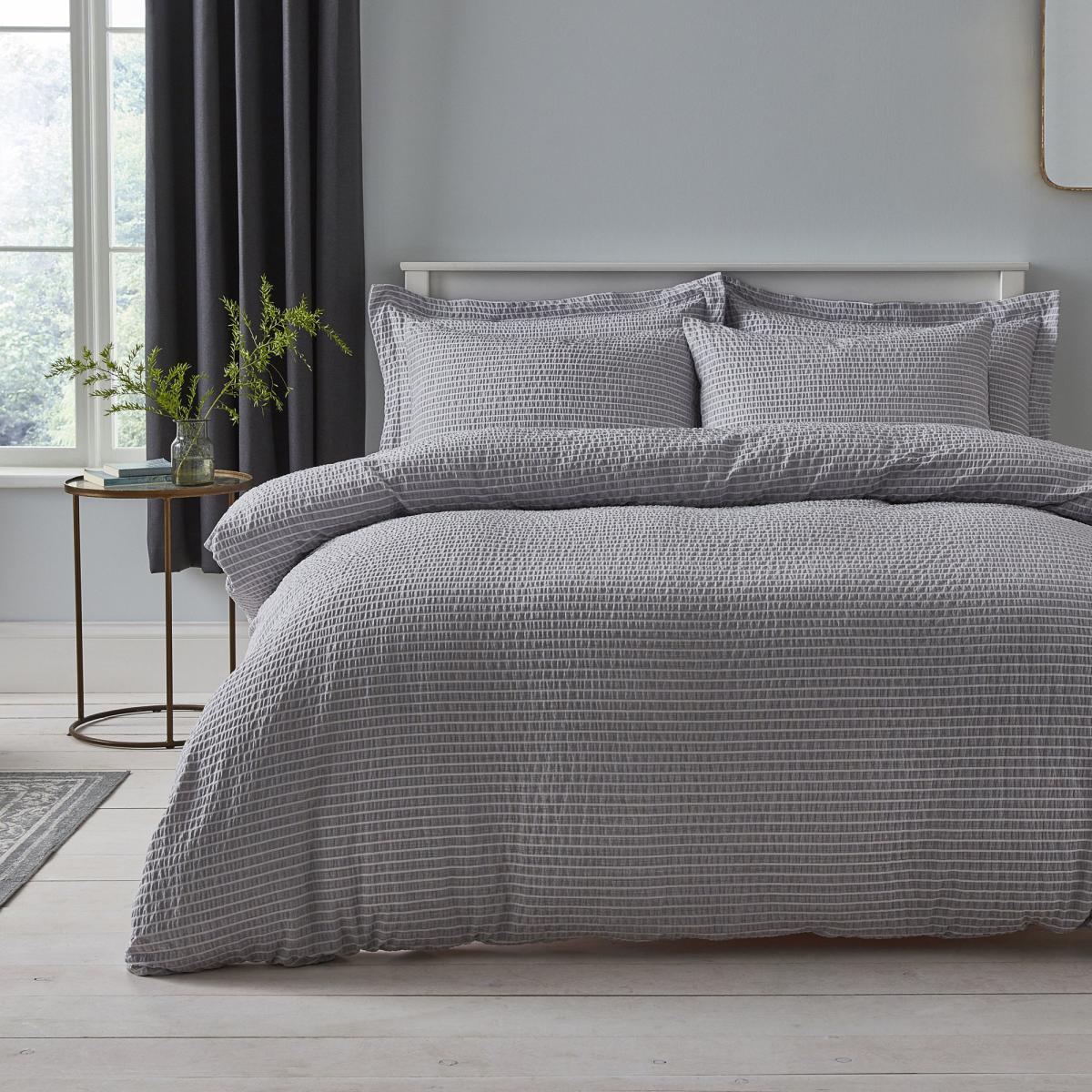 Murray Grey Seersucker Oxford Pillowcase Grey – image 2