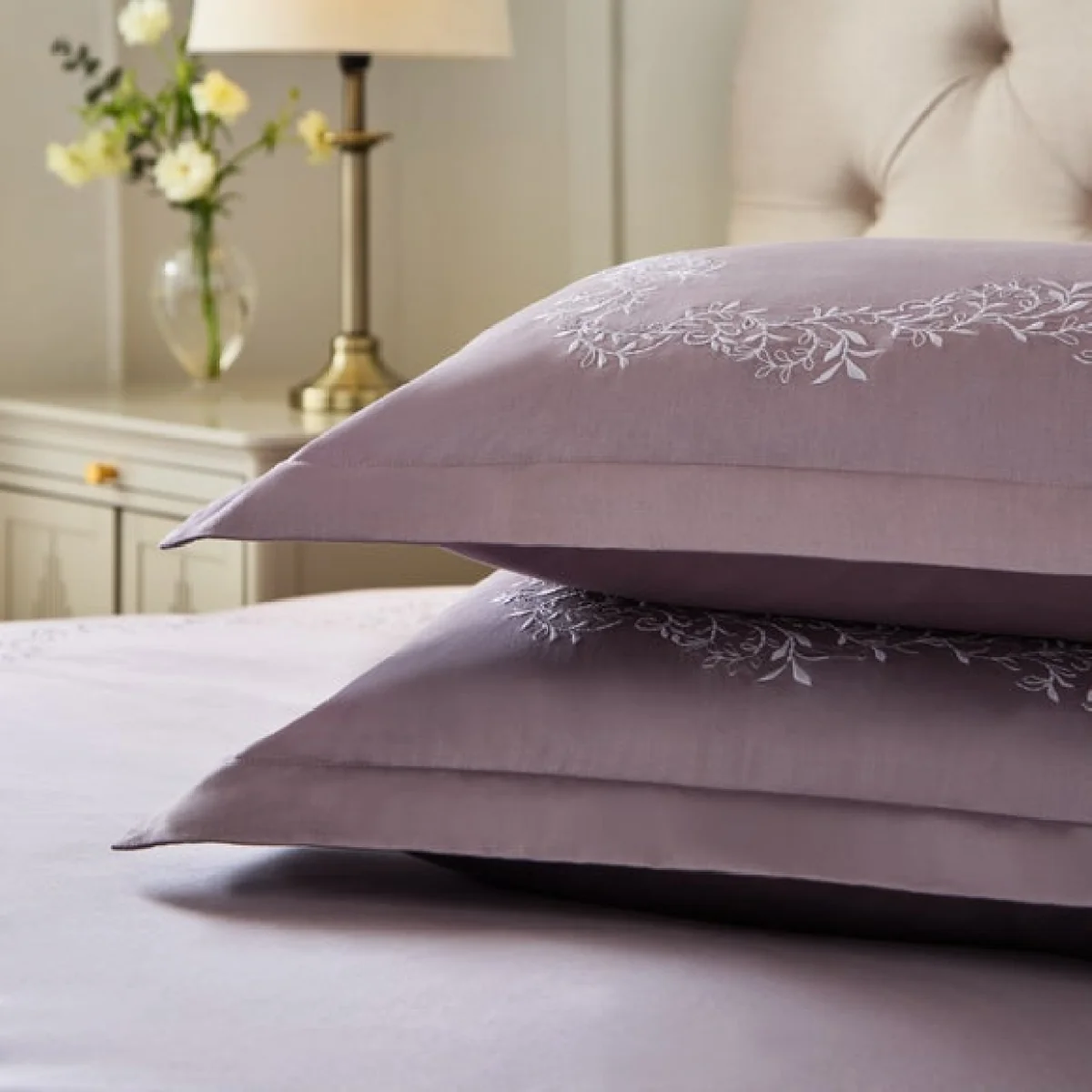Dorma Camerelle Embroidery 100% Cotton Sateen Oxford Pillowcase Pair – image 2