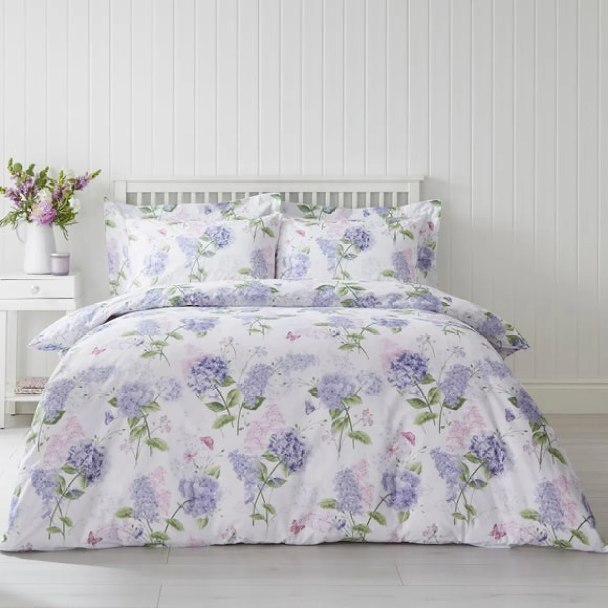 Wild Hydrangea Lilac Oxford Pillowcase Purple/White/Green – image 3