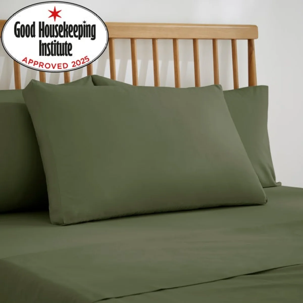 Pure Cotton Plain Dye Box Pillowcase Olive – image 2