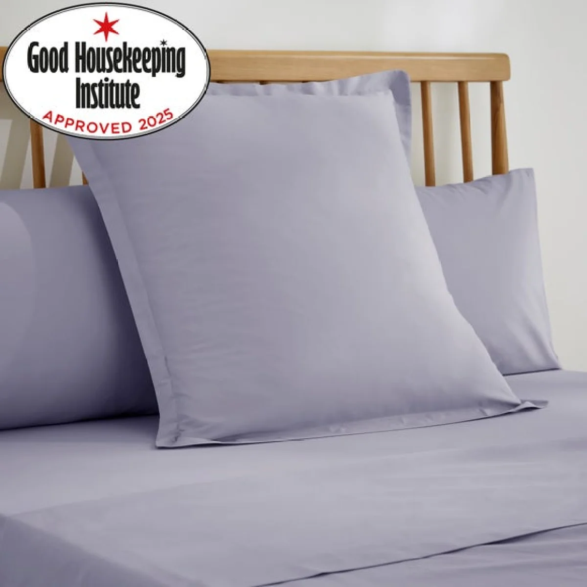 Pure Cotton Plain Dye Continental Square Pillowcase Lilac – image 2