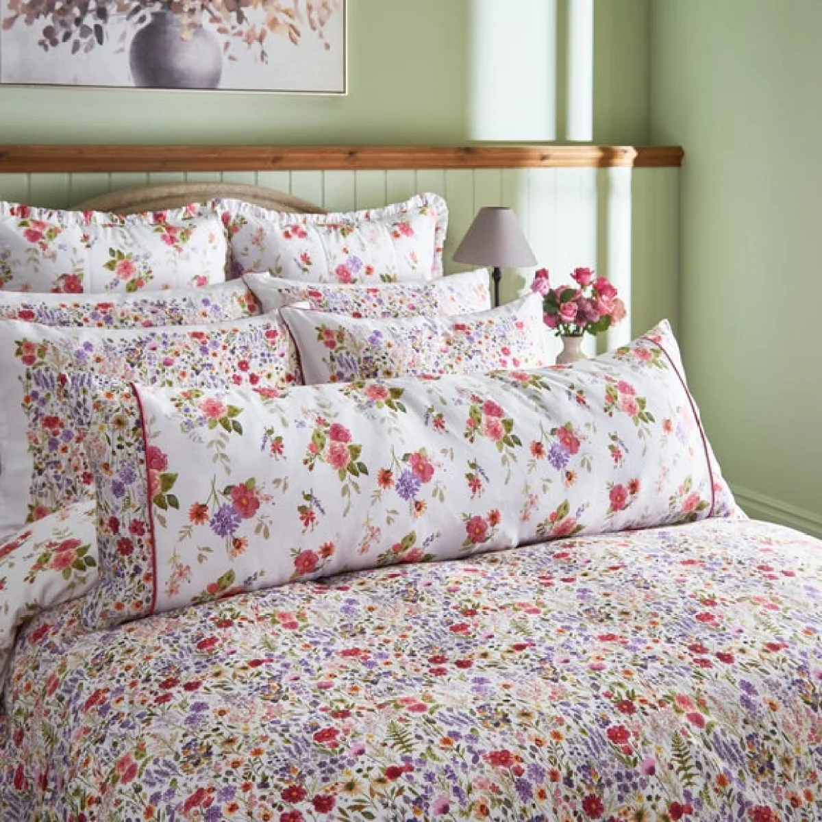 Dorma Modern Ditsy Bolster Pillowcase White – image 2