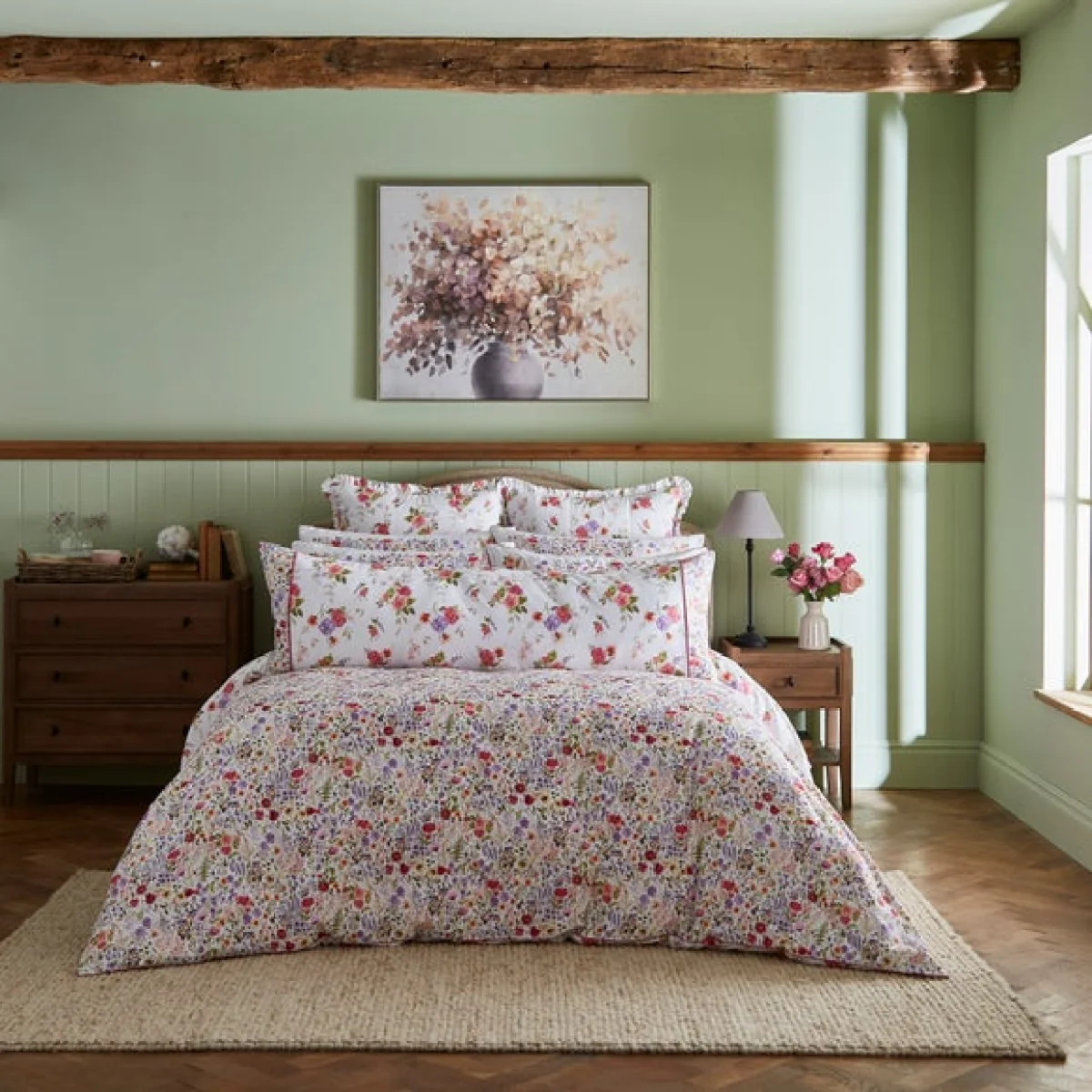 Dorma Modern Ditsy Bolster Pillowcase White – image 4
