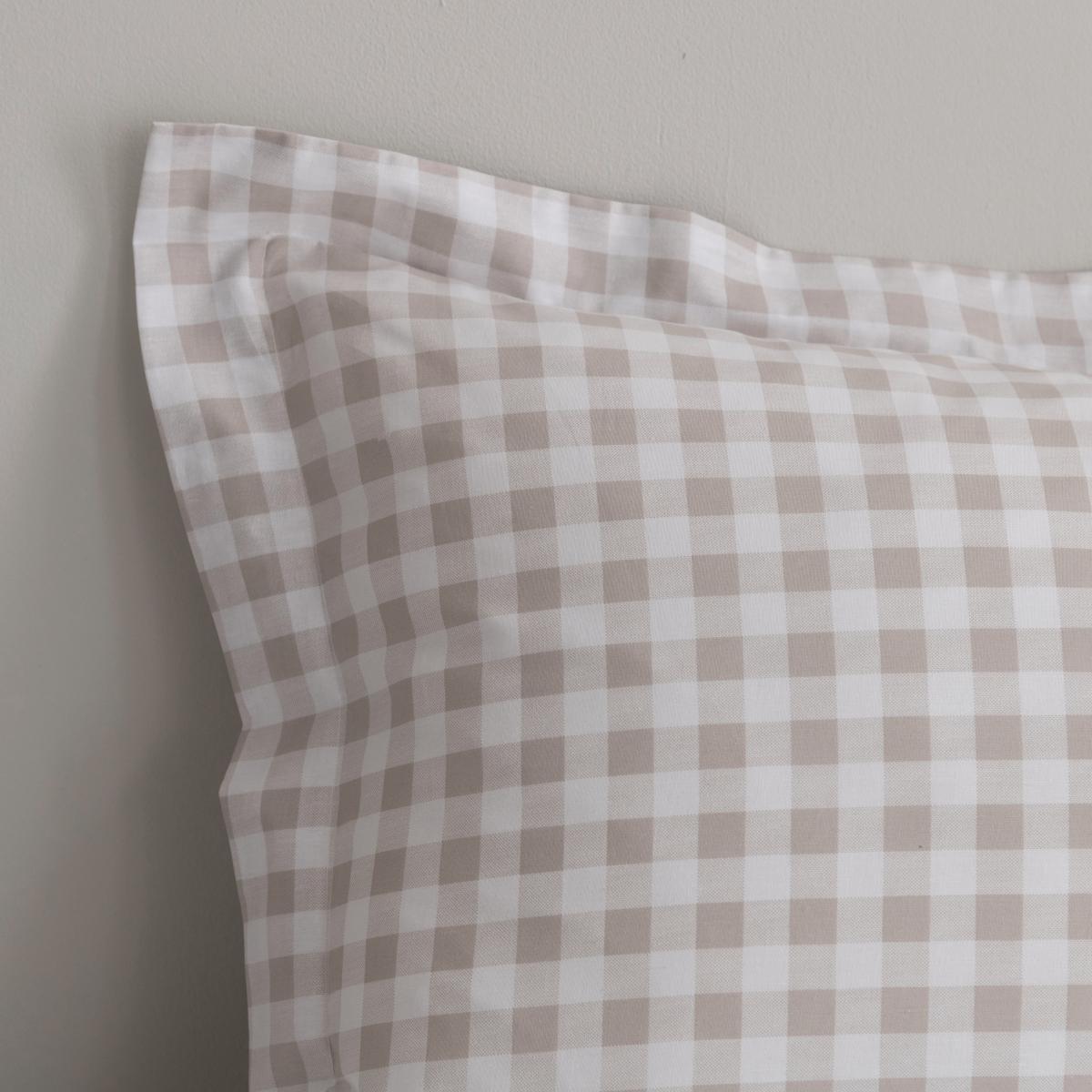 Gingham Natural 100% Cotton Oxford Pillowcase Brown/White – image 2