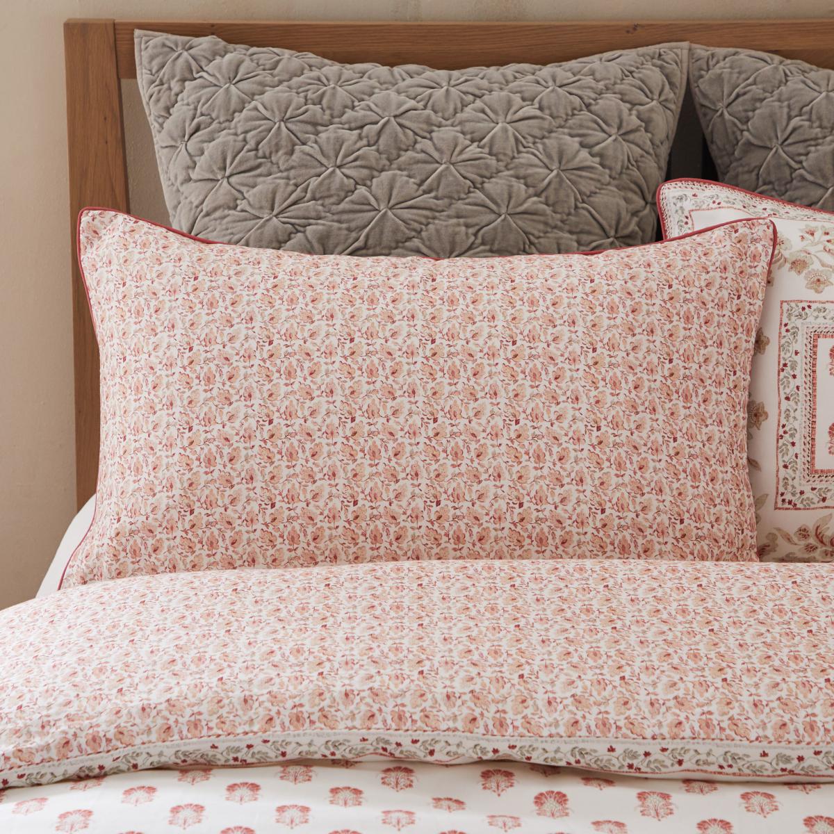 Dorma Shalimar 100% Cotton Pink Standard Pillowcase Pair Pink and Grey – image 2