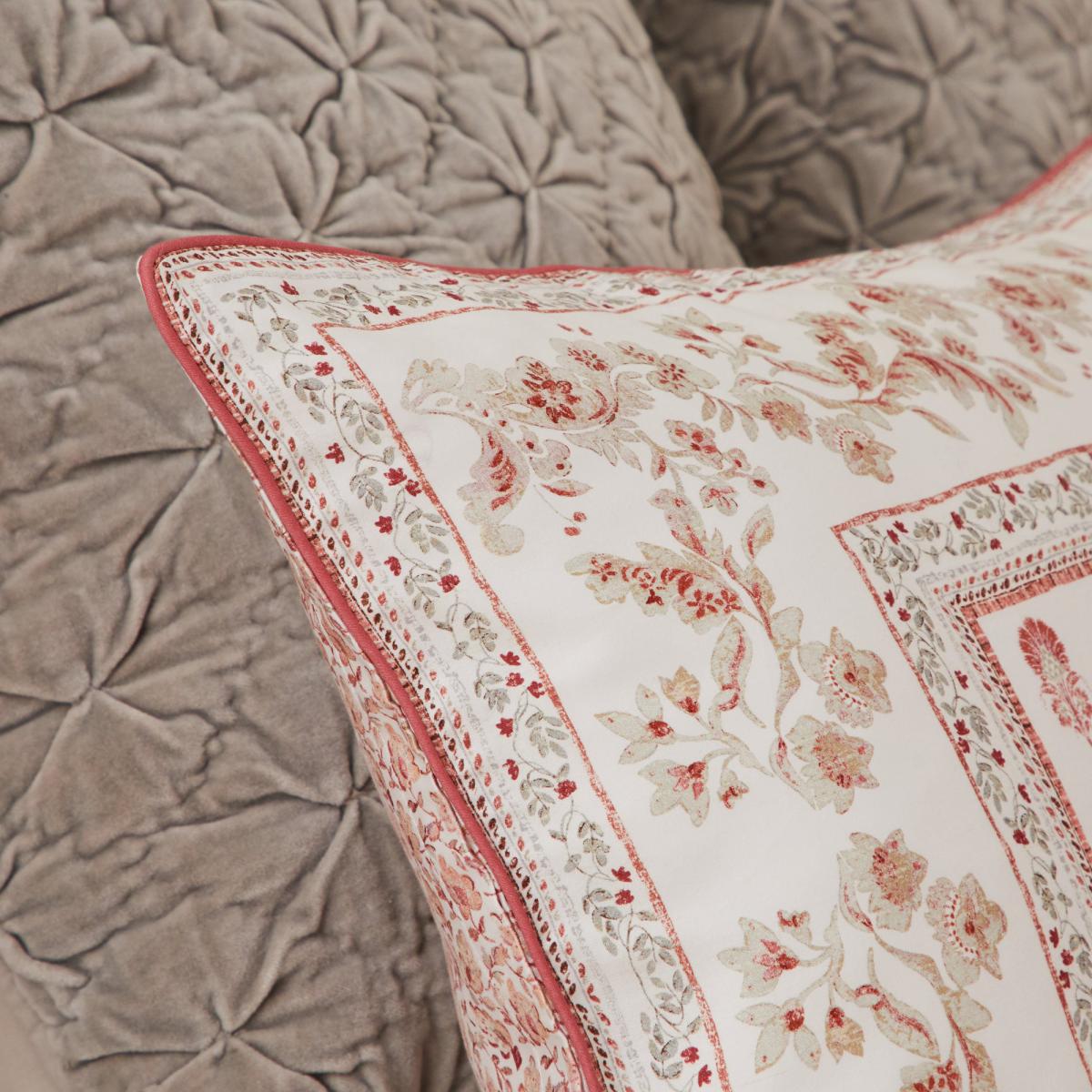 Dorma Shalimar 100% Cotton Pink Standard Pillowcase Pair Pink and Grey – image 3