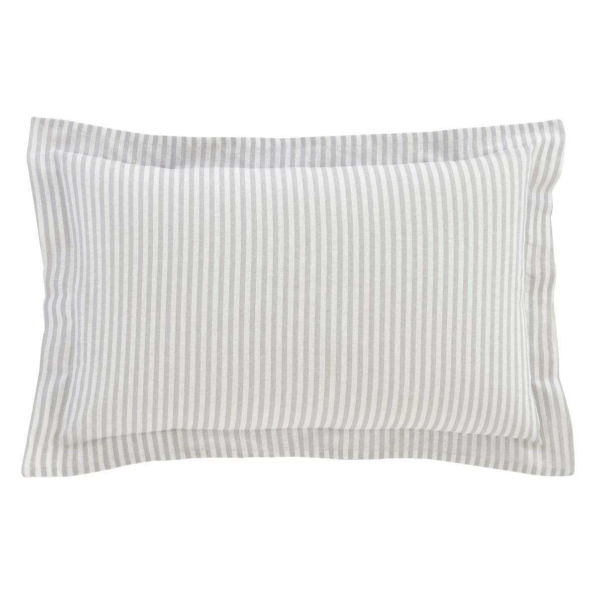 Leighton Grey Striped Linen Blend Oxford Pillowcase Light Grey – image 2