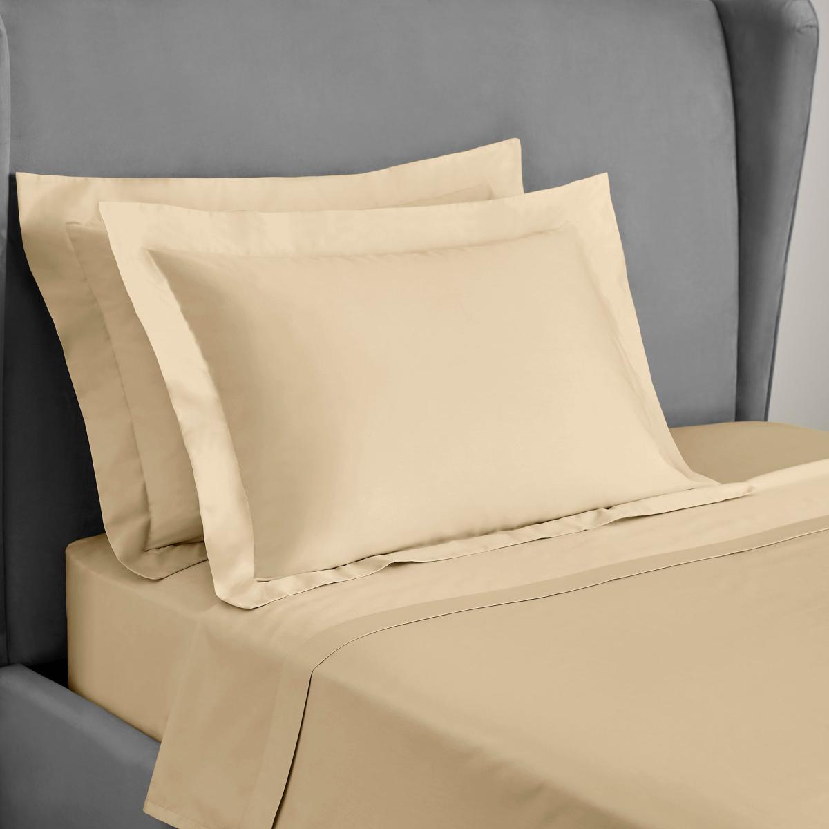 Dorma 300 Thread Count 100% Cotton Sateen Plain Oxford Pillowcase Buttermilk – image 3