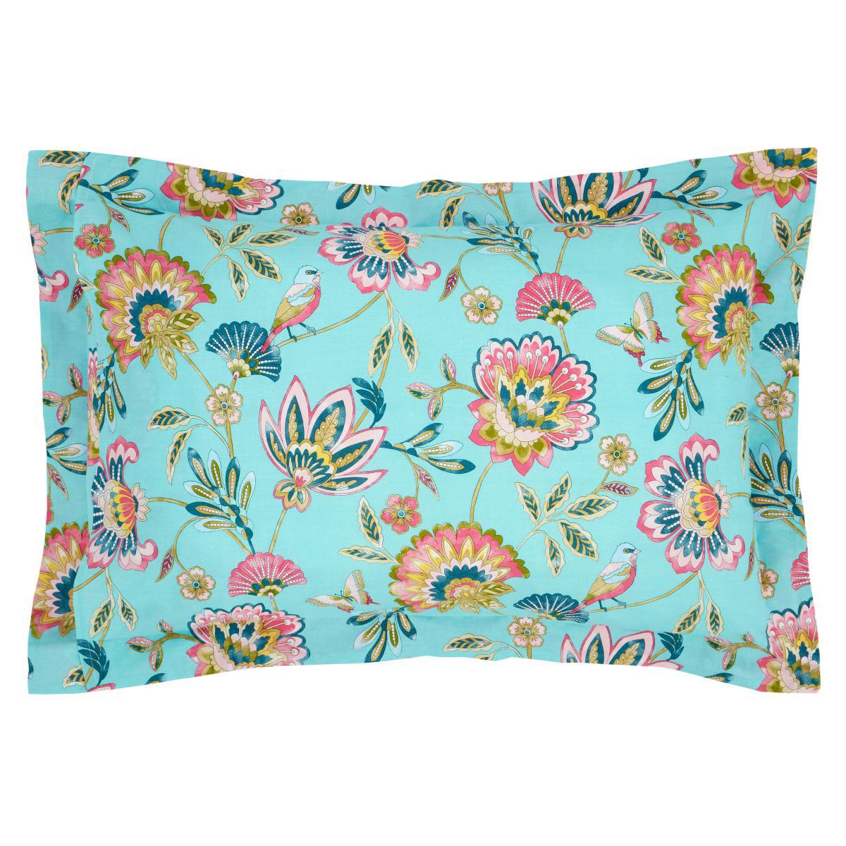 Lana Floral Aqua Oxford Pillowcase Aqua (Blue) – image 2