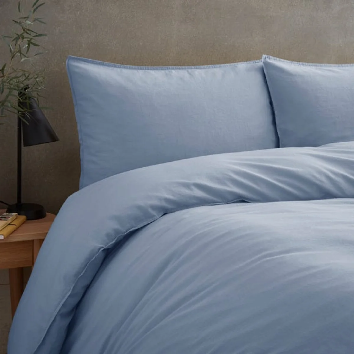 Cotton Linen Standard Pillowcase Pair Ashley Blue – image 1