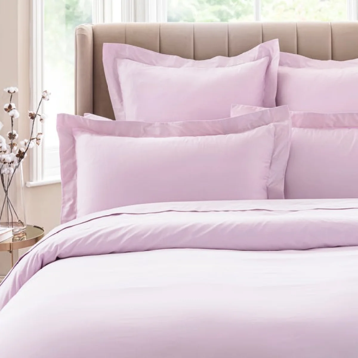 Dorma 300 Thread Count 100% Cotton Sateen Plain Oxford Pillowcase Mauve – image 1