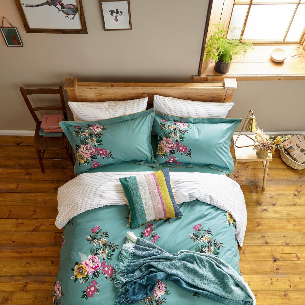 Joules Cotswold Floral Blue 100% Cotton Percale Housewife Pillowcase Pair Ocean Blue – image 3