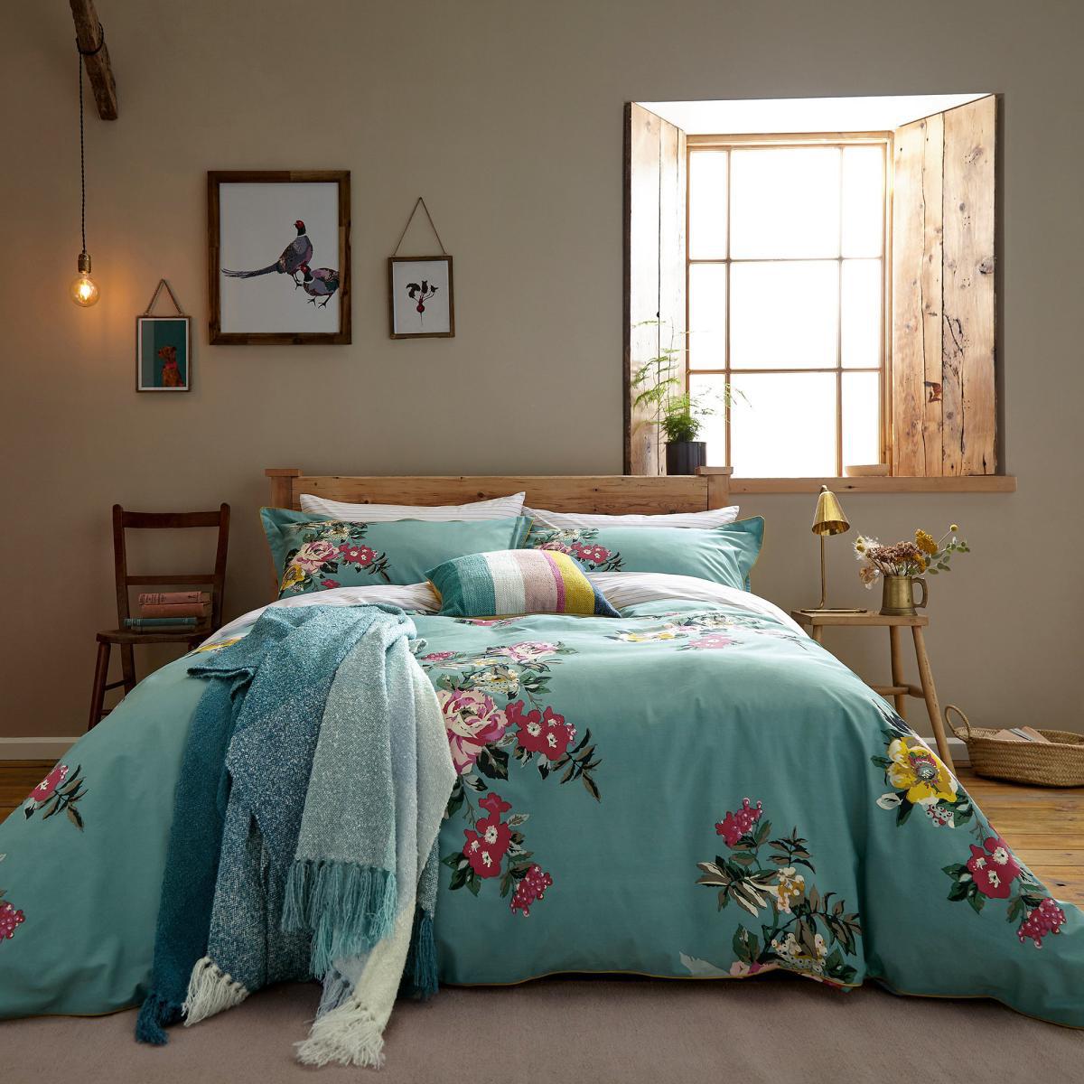 Joules Cotswold Floral Blue 100% Cotton Percale Housewife Pillowcase Pair Ocean Blue – image 4