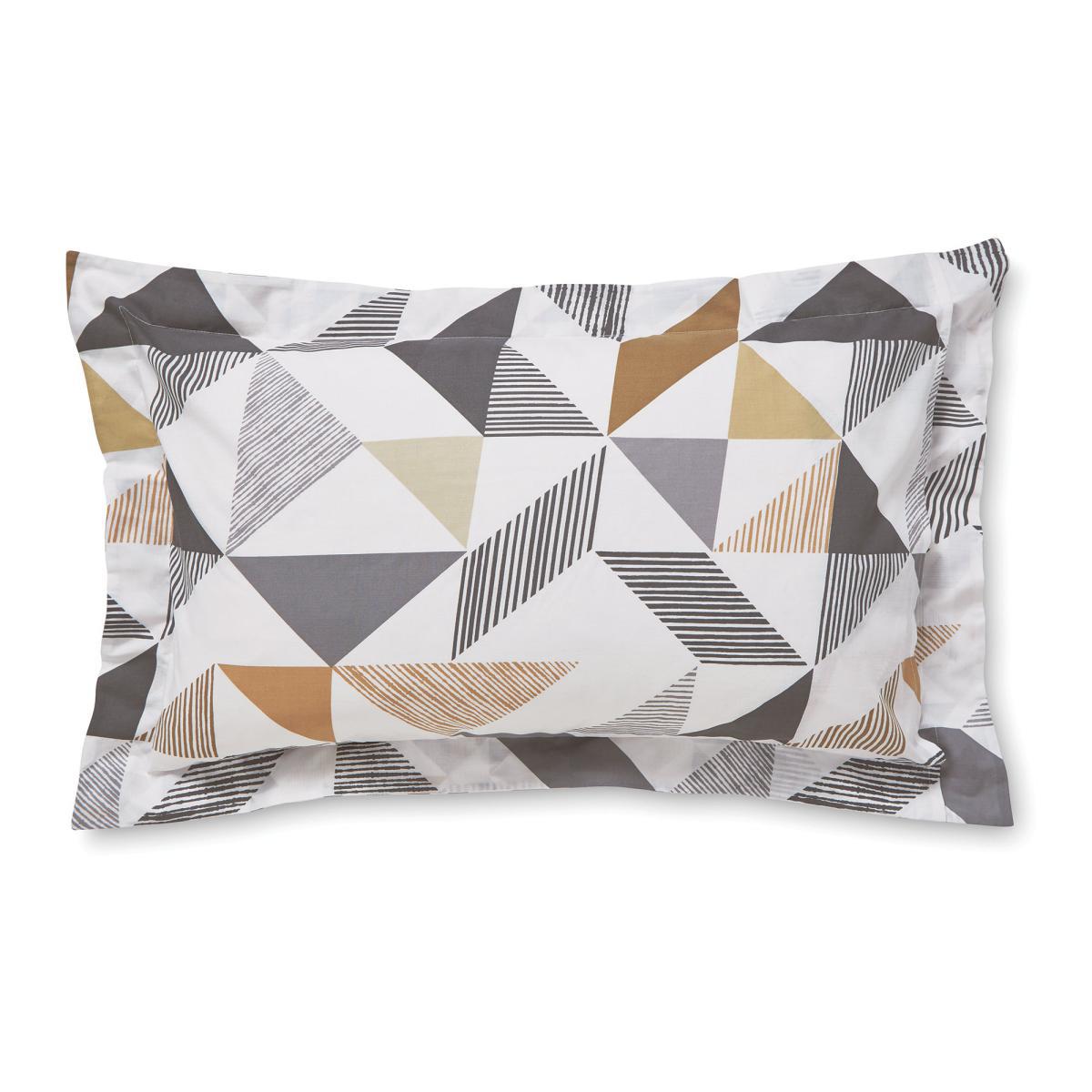Elements Bako Geometric Oxford Pillowcase Grey, White and Brown – image 2