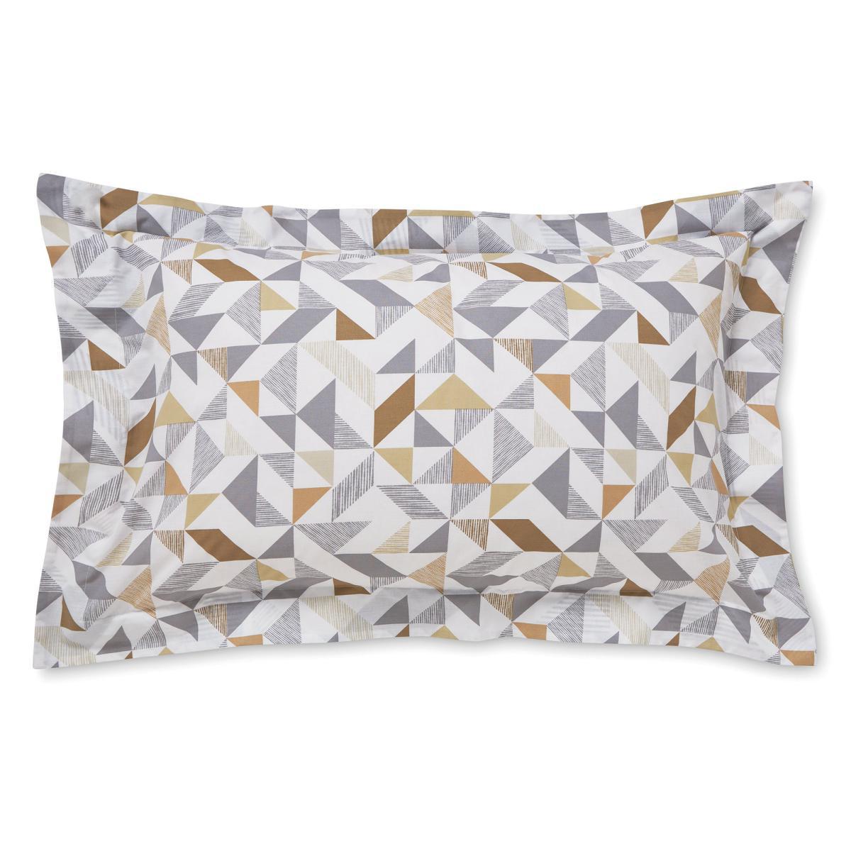 Elements Bako Geometric Oxford Pillowcase Grey, White and Brown – image 3