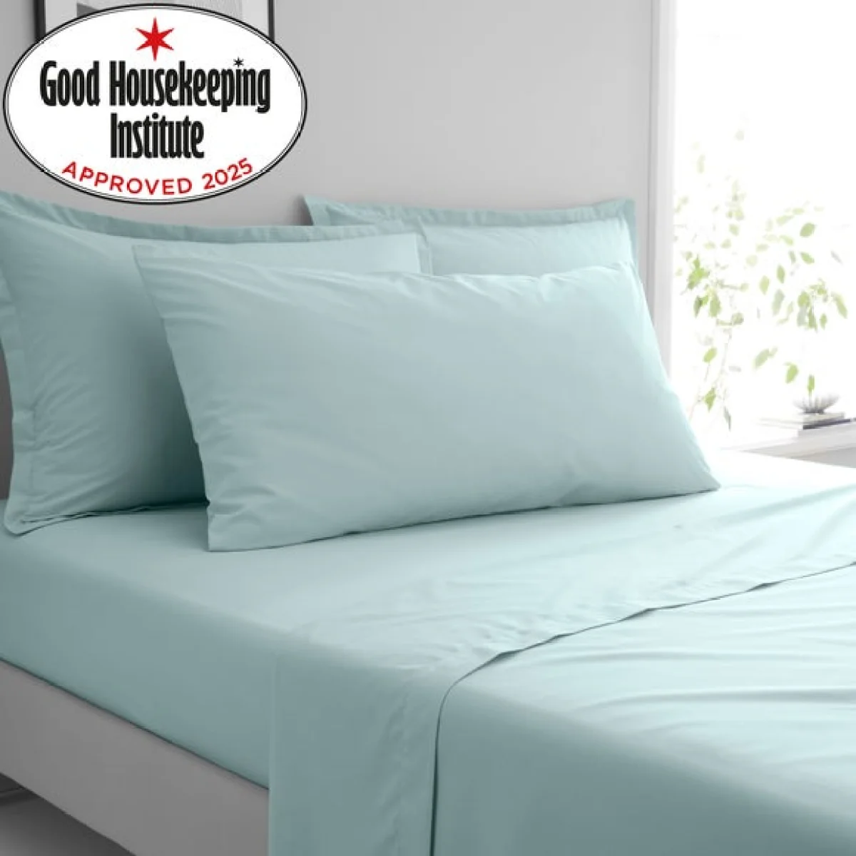Pure Cotton Large Standard Pillowcase Pair Light Blue – image 2