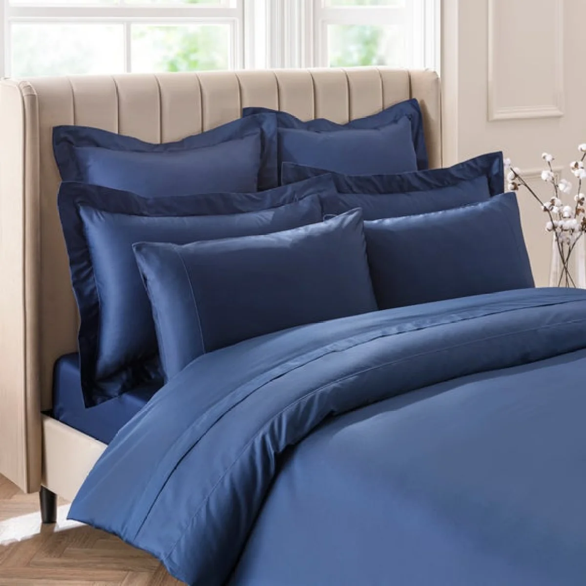 Dorma 300 Thread Count 100% Cotton Sateen Plain V-Shaped Pillowcase Mauve – image 3