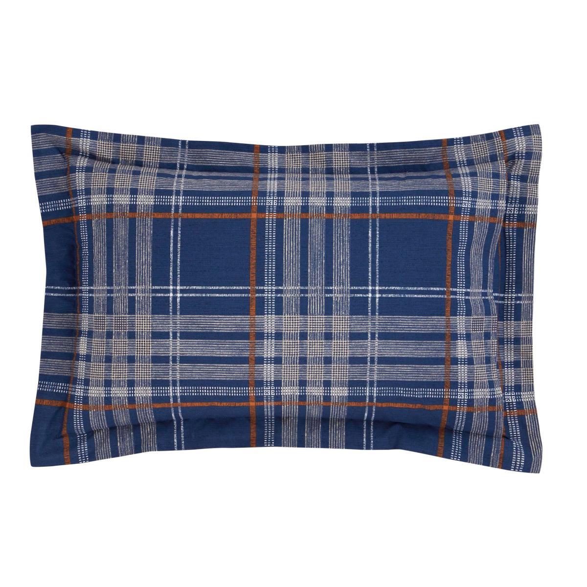 Lennox Check Navy Oxford Pillowcase Navy and White – image 3