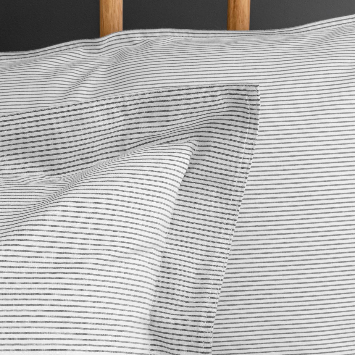 Riviera Grey Stripe Oxford Pillowcase Silver – image 2