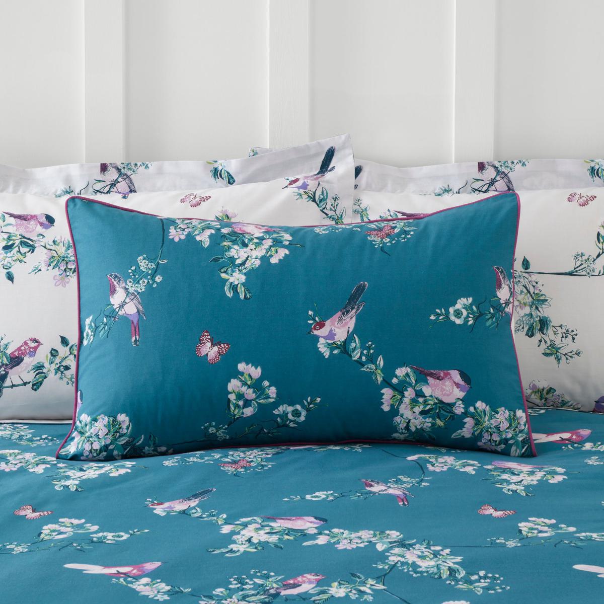 Beautiful Birds Teal Oxford Pillowcase Teal (Blue) – image 4