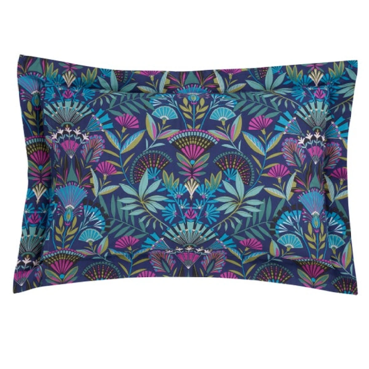 Lucille Navy Oxford Pillowcase Navy Blue/Pink/Green – image 3