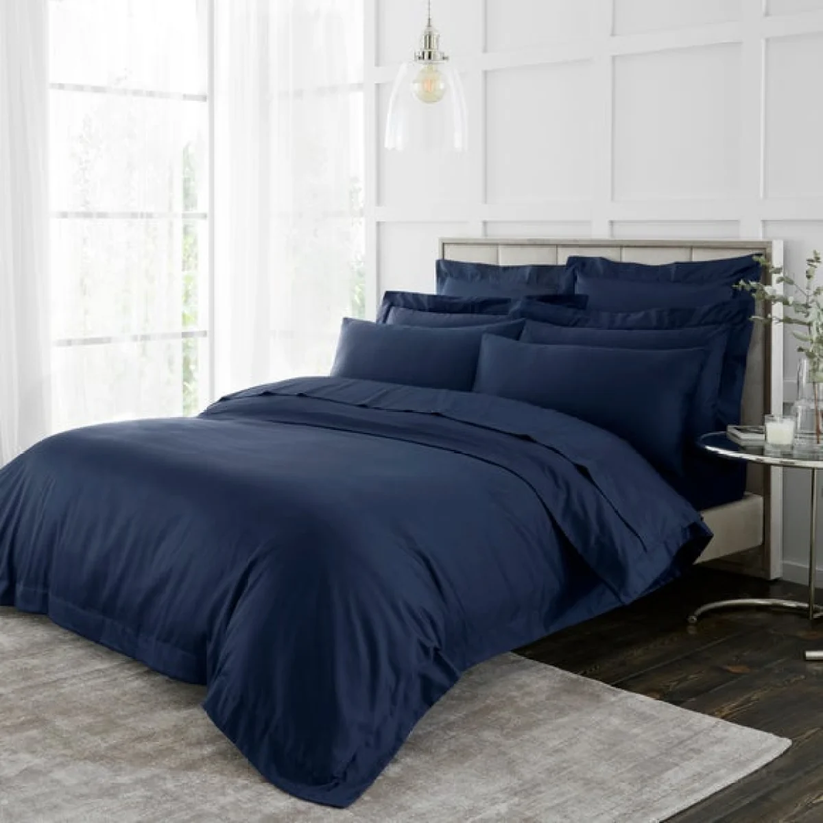 Hotel 230 Thread Count Cotton Sateen Standard Pillowcase Pair Dark Grey – image 3