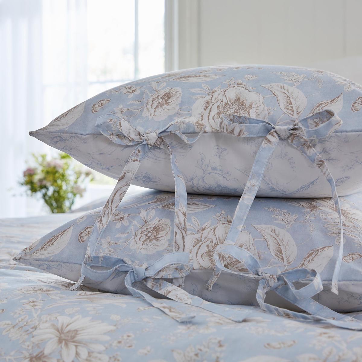 Dorma Daphne 100% Cotton Oxford Pillowcase Pair Blue – image 2