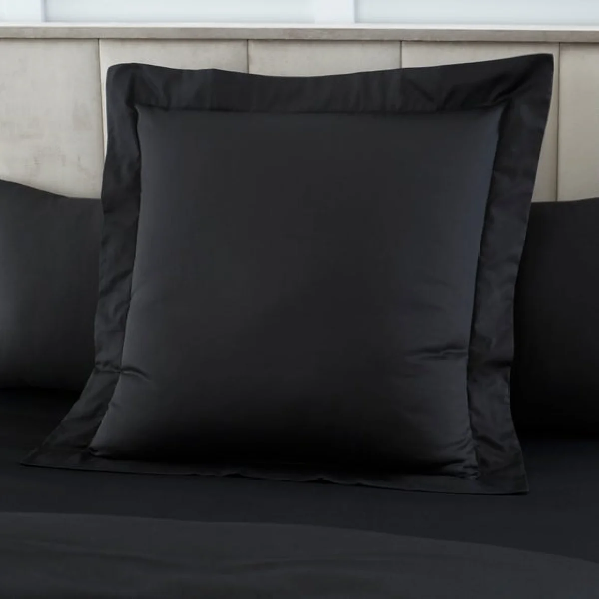 Hotel 230 Thread Count Cotton Sateen Continental Pillowcase Black – image 1