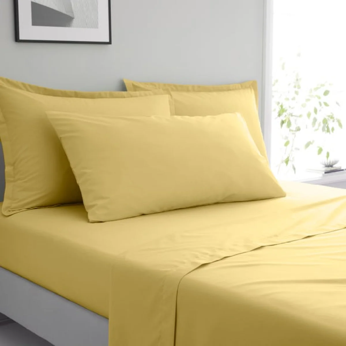 Pure Cotton Bolster Pillowcase Primrose (Yellow) – image 1