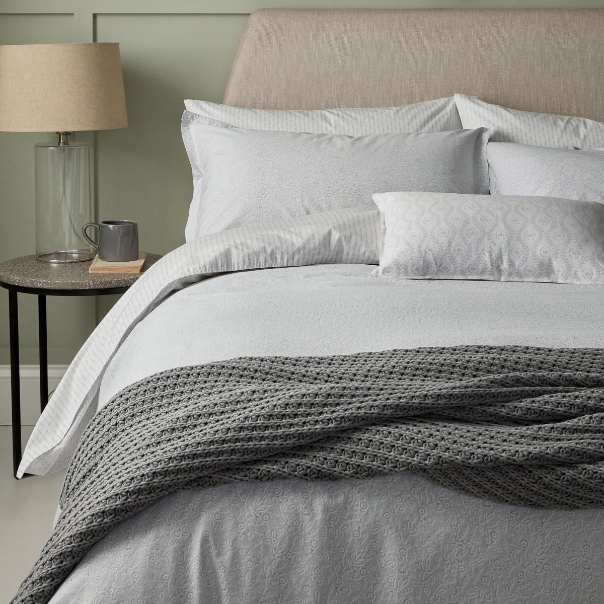 Murmur Silva Cloud Grey 100% Cotton Housewife Pillowcase Pair Grey – image 2