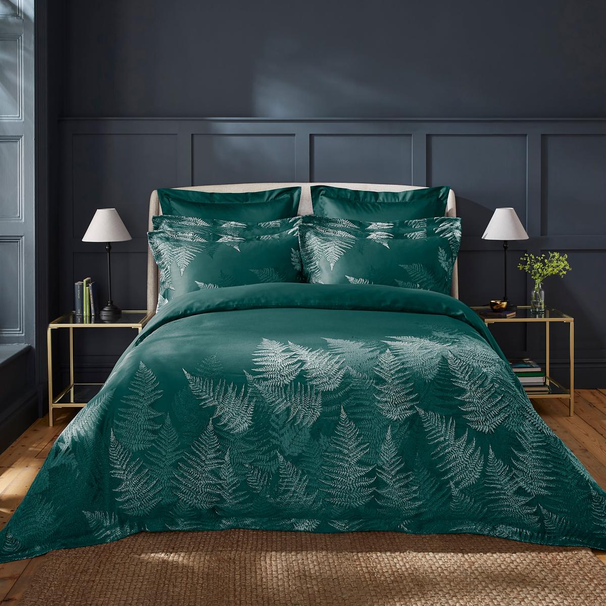 Dorma Winter Fern Oxford Pillowcase Pair Emerald – image 2