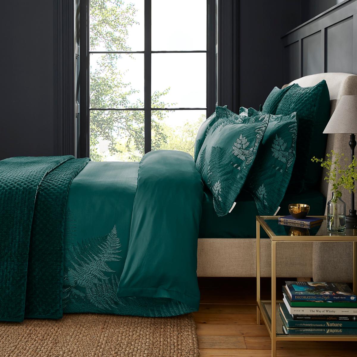 Dorma Winter Fern Oxford Pillowcase Pair Emerald – image 3