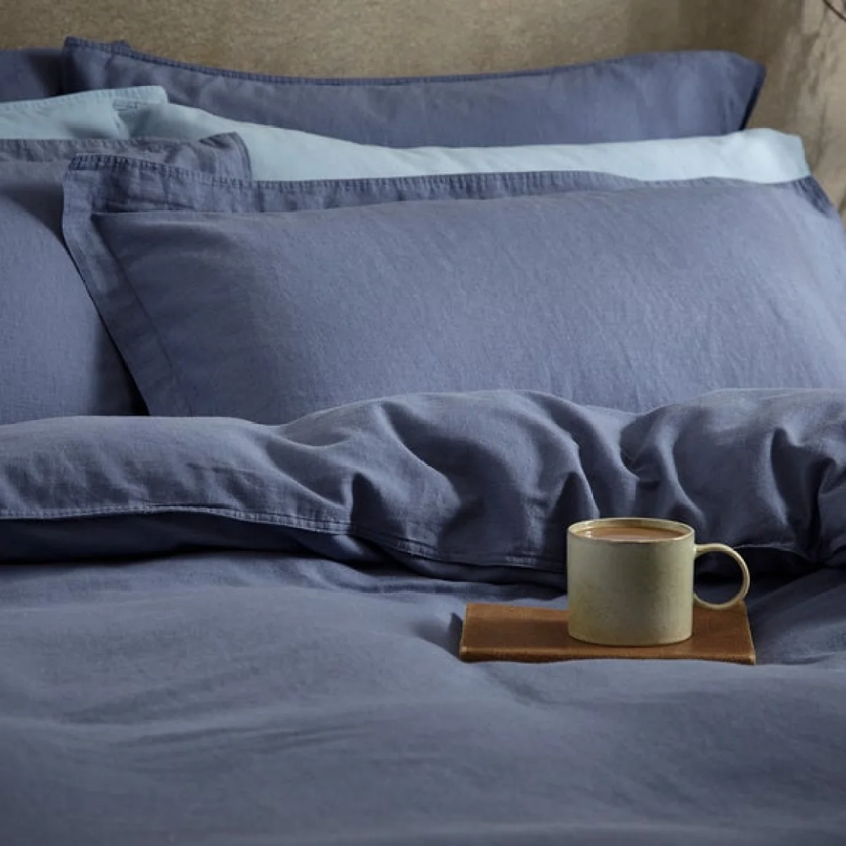 Cotton Linen Oxford Pillowcase Folkstone Blue – image 1