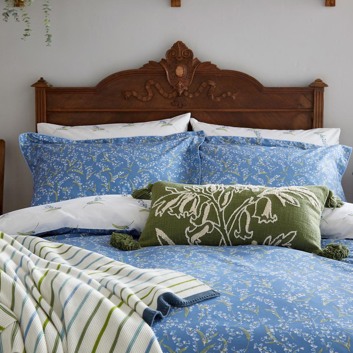 Joules Bluebell Ditsy Blue 100% Cotton Standard Pillowcase Pair Blue – image 3