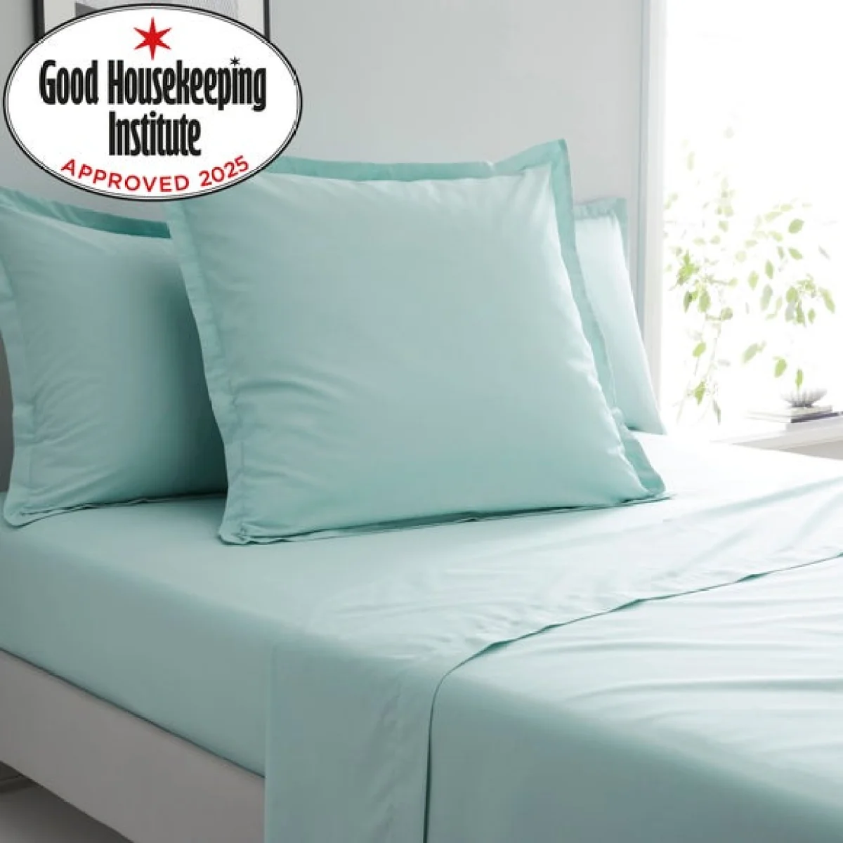 Pure Cotton Continental Square Pillowcase Seafoam – image 2