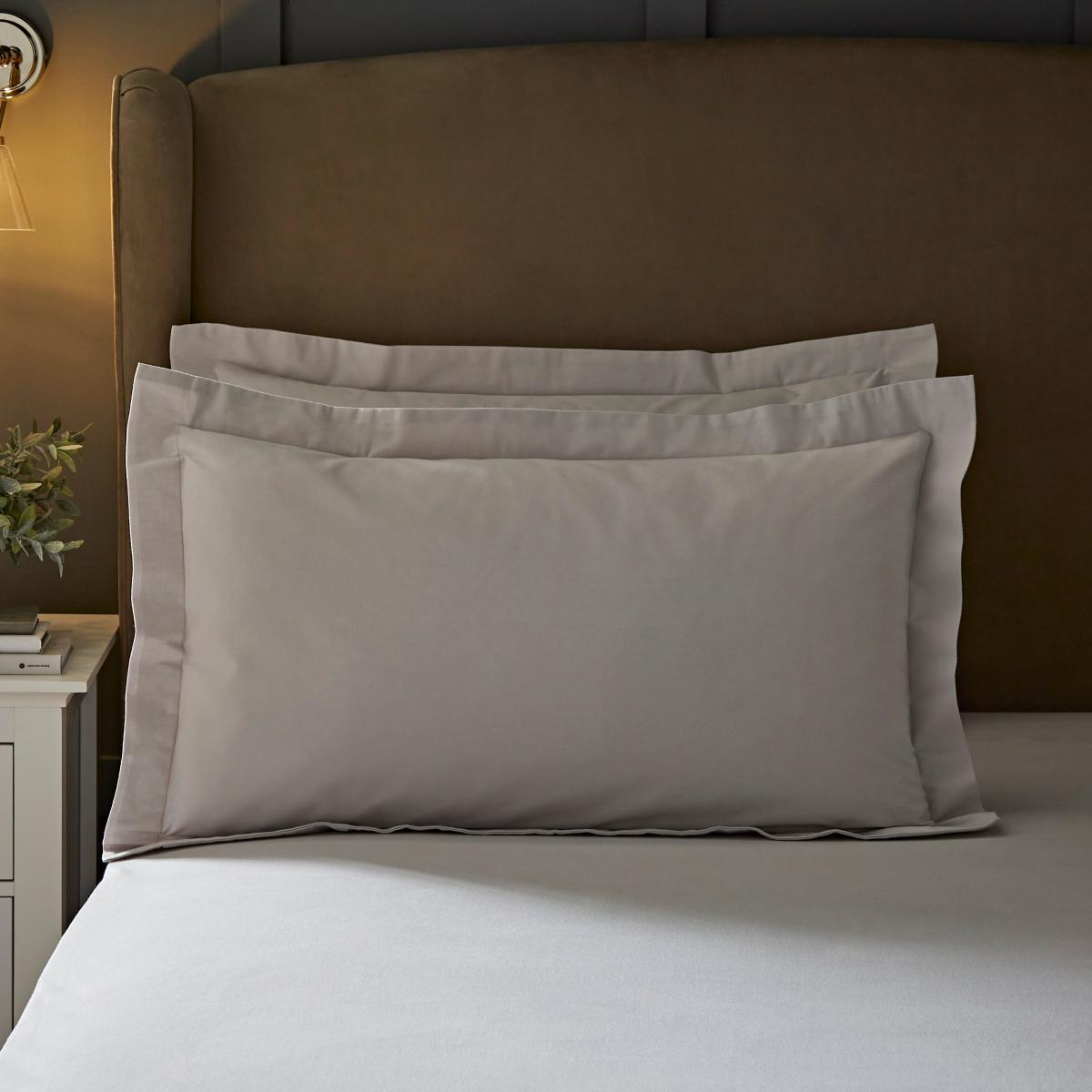 Dorma Premium 100% Brushed Cotton Oxford Pillowcase Pair Grey