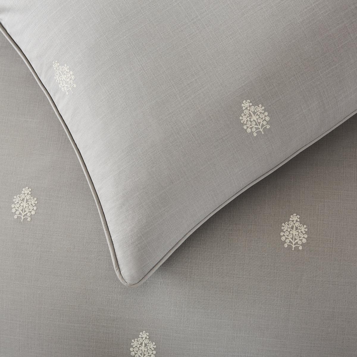 Dorma Purity Carro Embroidery 100% Cotton Standard Pillowcase Pair Grey – image 2