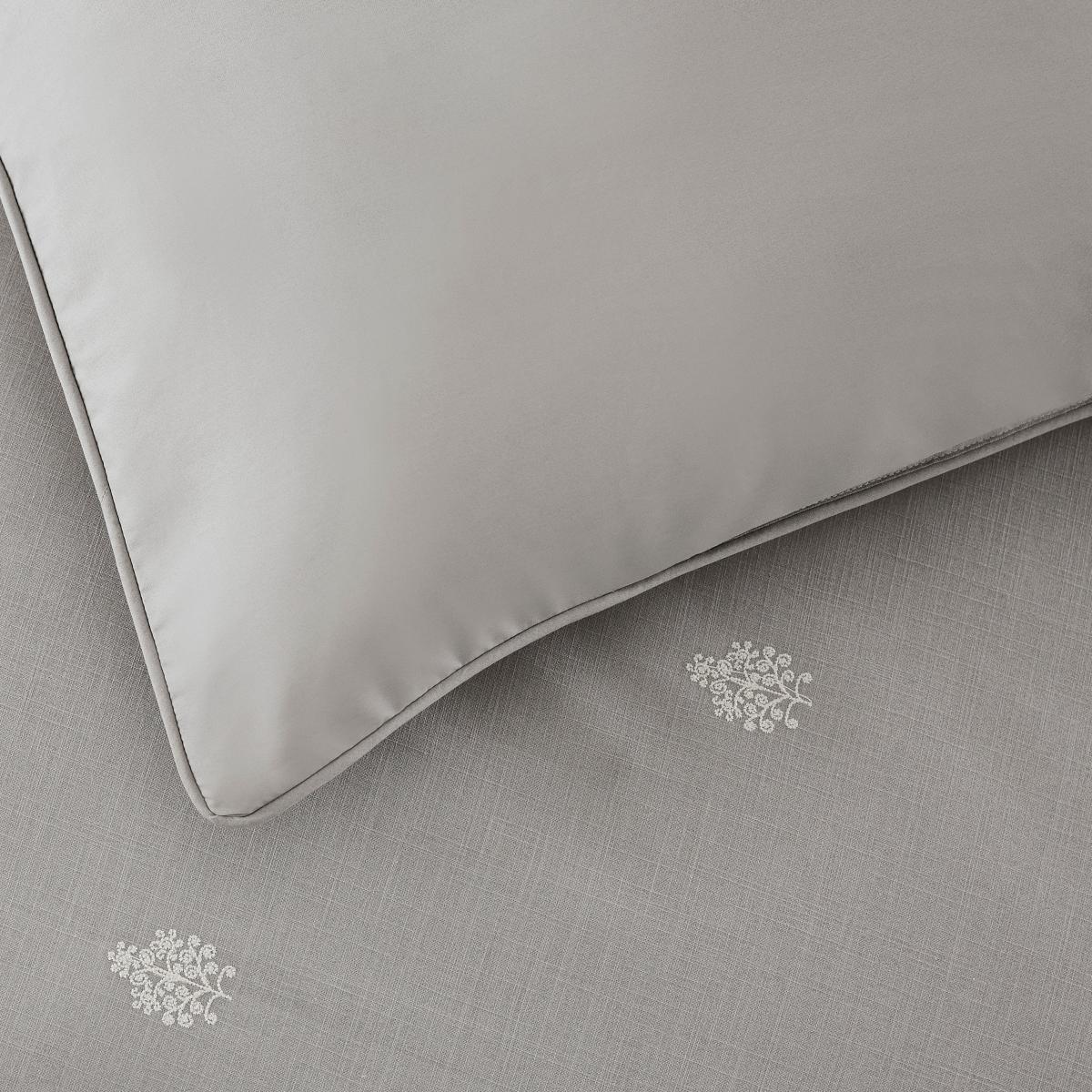 Dorma Purity Carro Embroidery 100% Cotton Standard Pillowcase Pair Grey – image 3